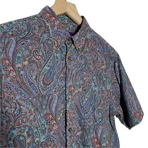 Liberty Felix Raisen short sleeve button down shirt size 15 1/2 (small)
